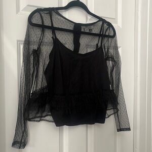 Tank Top Lined Lace Frill Longsleeve Top